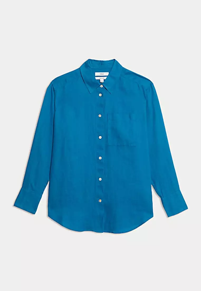 Pure Linen Oversized Girlfriend Style Shirt