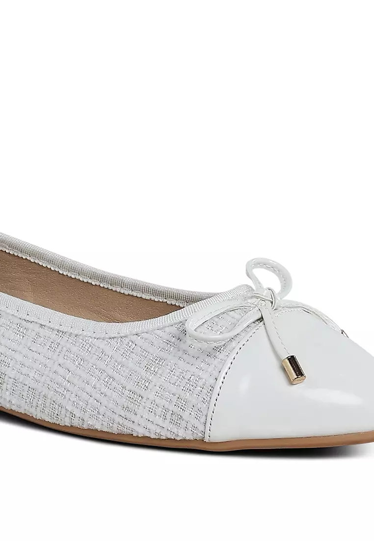 Sepatu Balet Tweed Kotak-kotak Putih