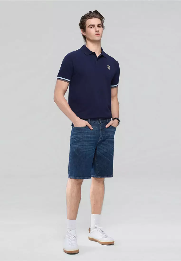 Men's Stretchy Denim Slim Low Rise Shorts (180° Elastic Waist) 01106225