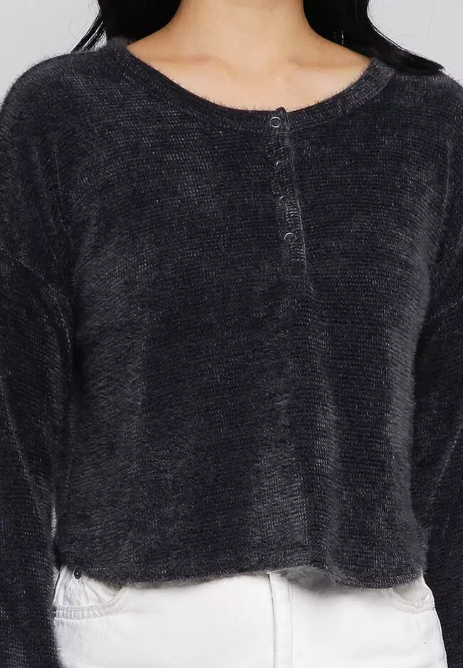 Hollister Chenille Eyelash Henley Top 2024 Buy Hollister Online