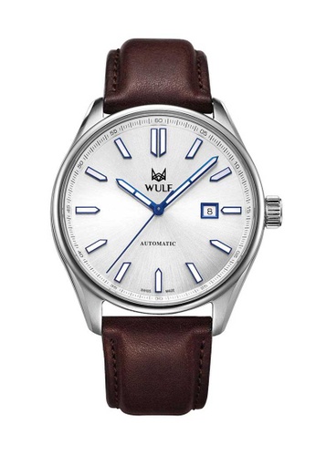 WULF 銀色 and 褐色 Wulf Alpha Silver and Brown Leather Watch 80EDEAC44790A5GS_1