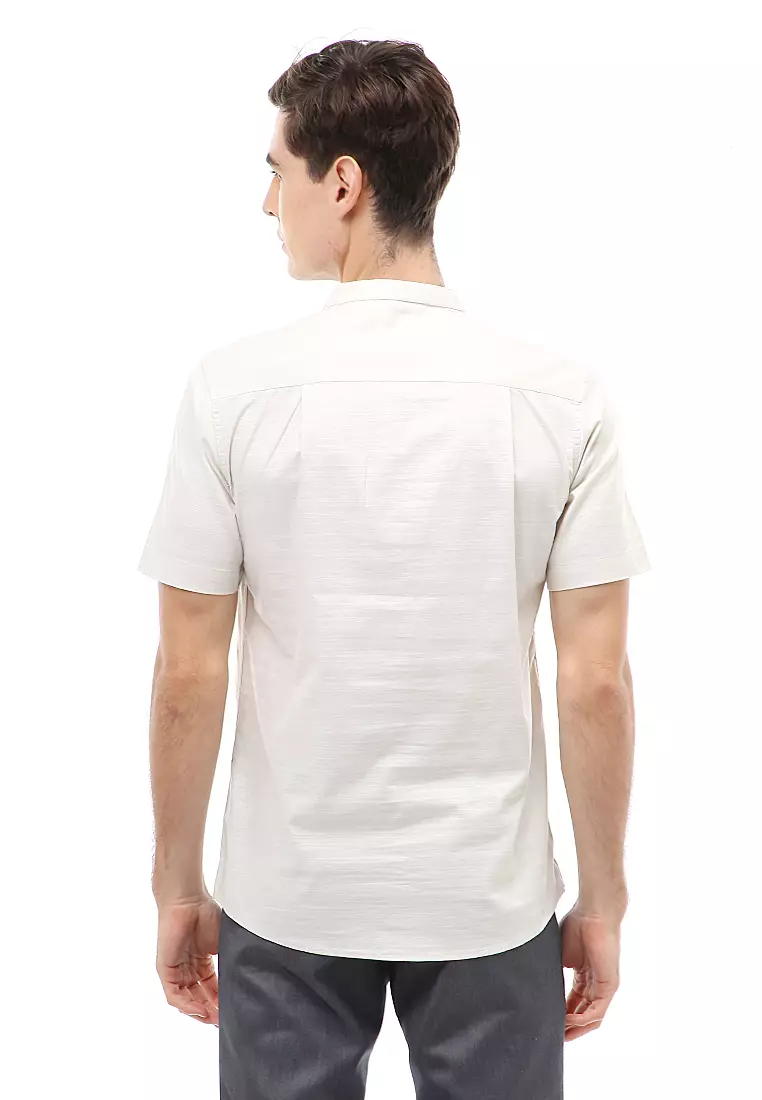 Dwan Atasan Kasual Kemeja Koko Pria Slim Fit Lengan Pendek Material Cotton ORIGINAL - White