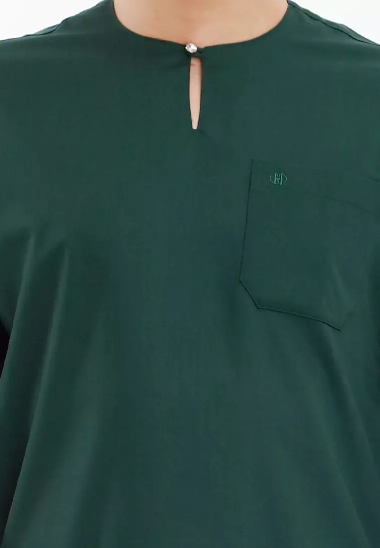 Forest x Hatta Dolmat Regular Fit Teluk Belanga Baju Melayu Set Ayah Anak Sedondon Baju Raya 2025  - BM23898-40DkGreen