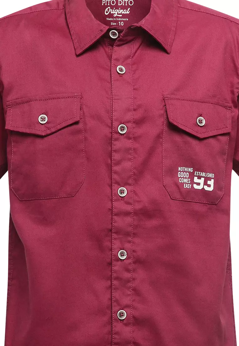 Pito Dito Boy Ganirus Kemeja Pendek anak Maroon