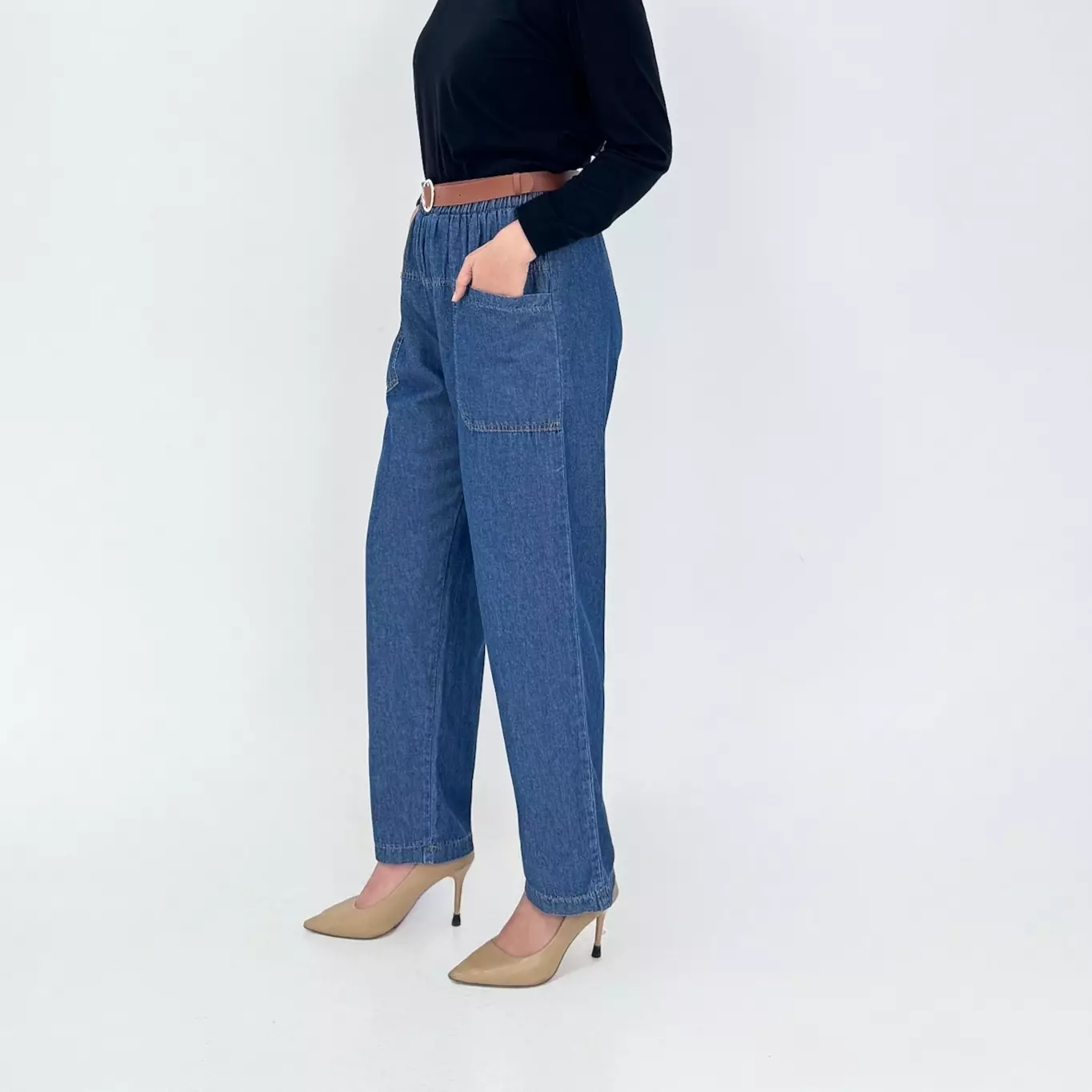 IZZA BAGGY DENIM PANTS Celana Panjang Soft Jeans Wanita
