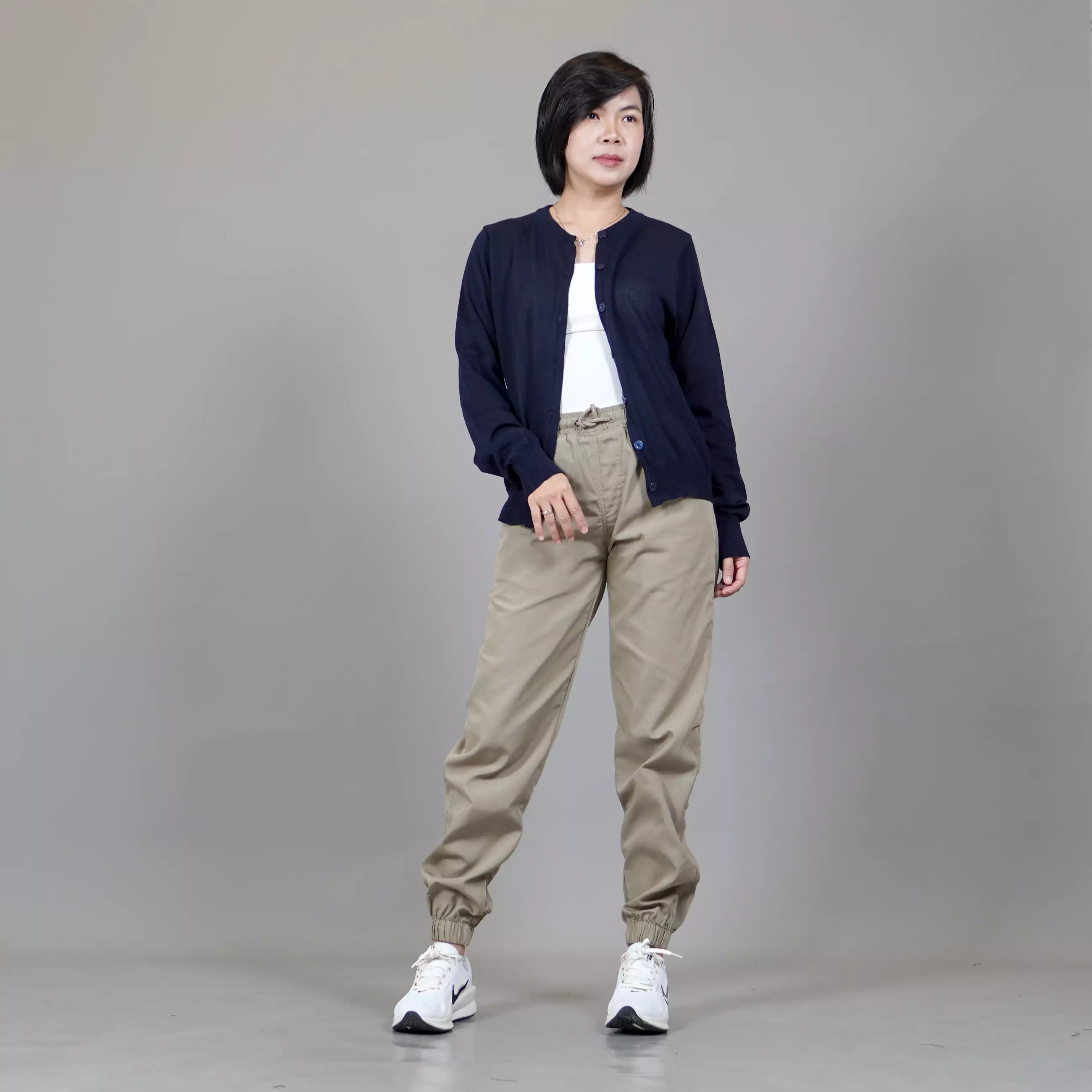  SANDRA Knit Cardigan Korean Style Kardigan Rajut Gaya Korea - NAVY