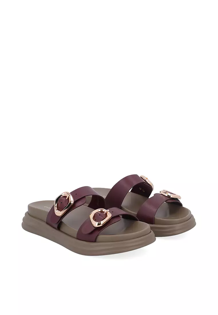 Maroon Harper Double Buckle Flats