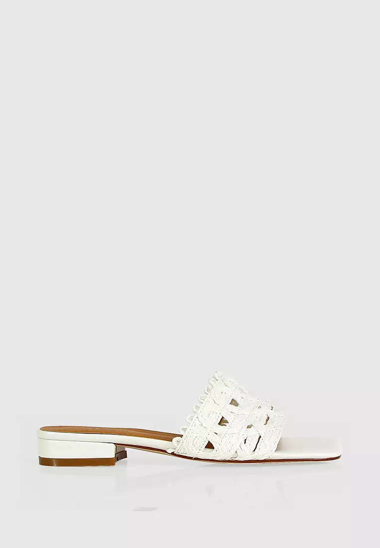 Discount on Belle & Bloom  shoes - SKU: Can't Quit You Raffia Slide - White