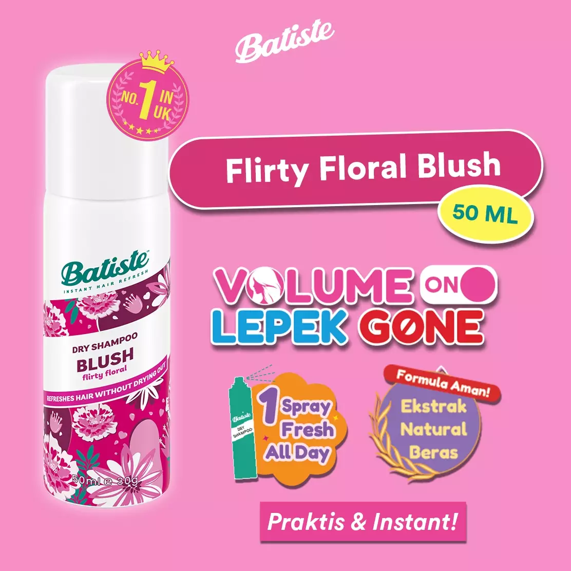 Batiste Floral & Flirty Blush Dry Shampoo 50ml