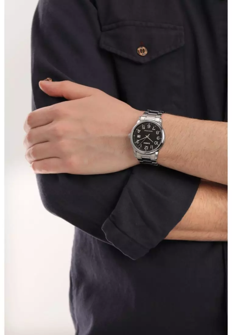 Men's Analog MTP-V002D-1B Stainless Steel Band Casual Watch