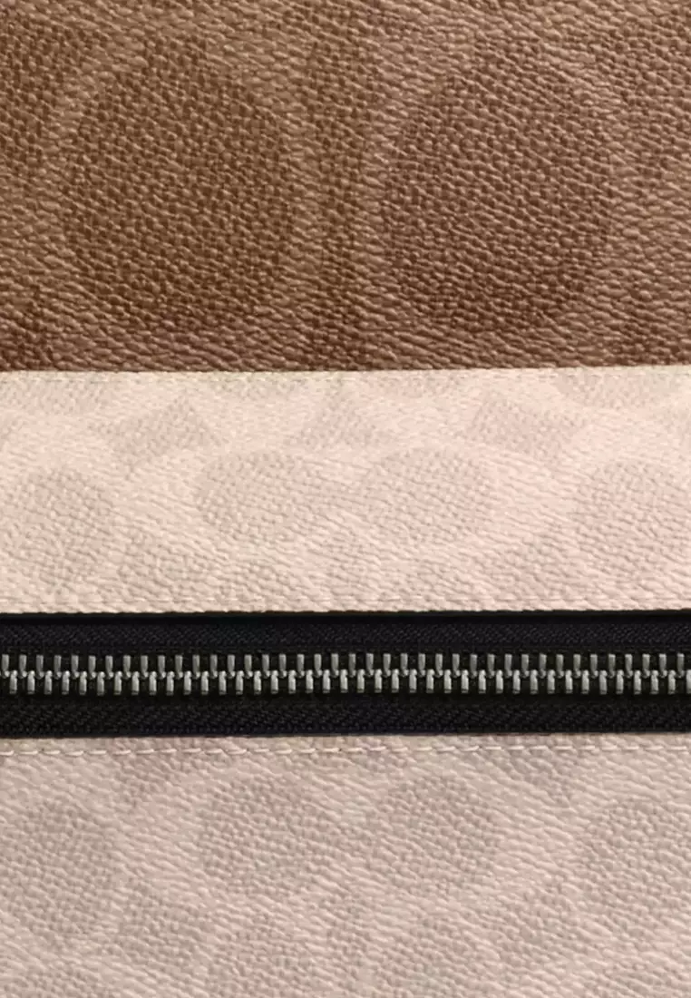 West Backpack Bag In Blocked Signature Canvas in Sand/ Tan CAB59