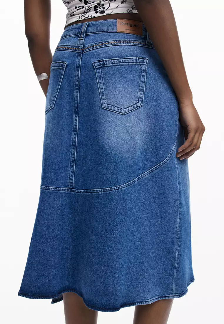 DESIGUAL☆Midi-length asymmetrical denim skirtデニムスカート Asymmetric midi denim skirt Women's I Desigual.com