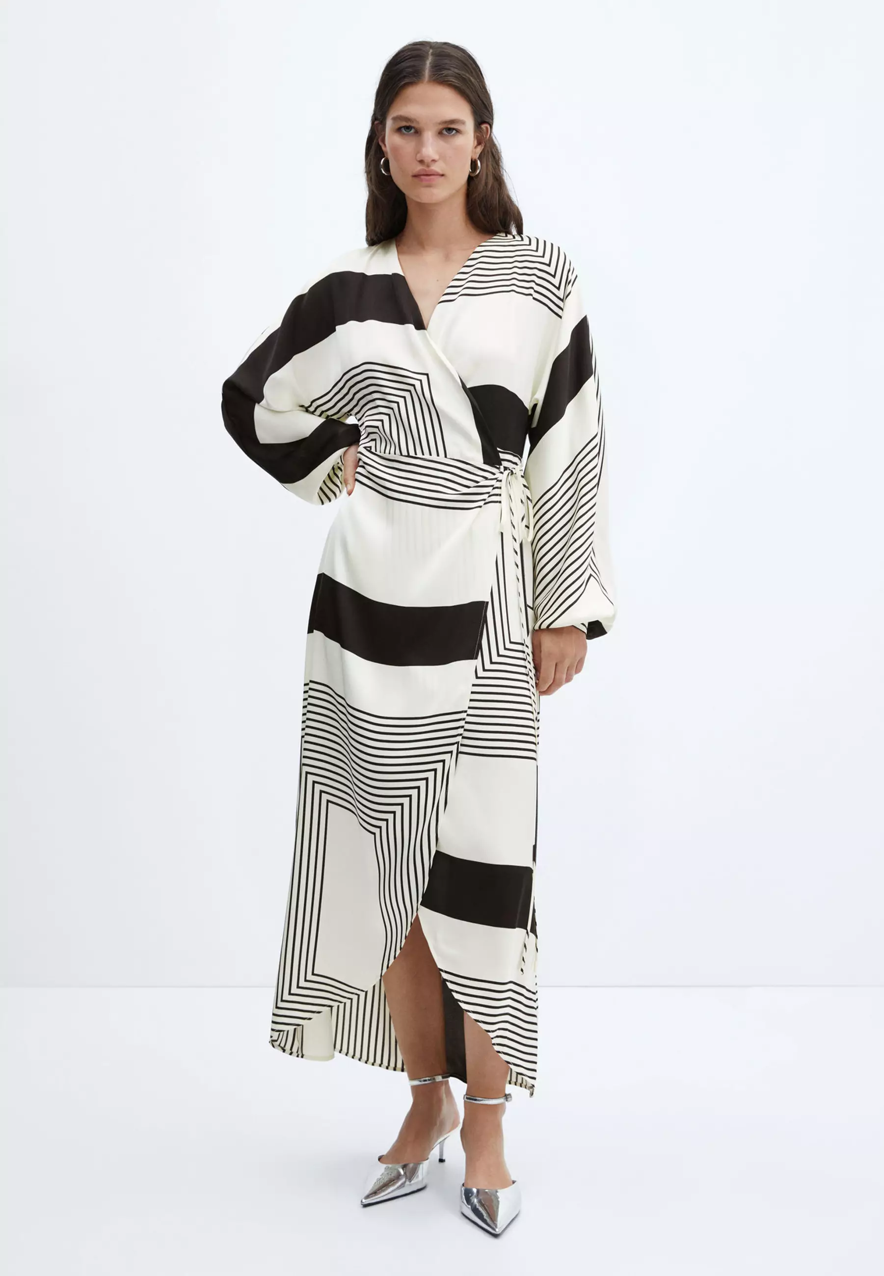 Mango striped store wrap dress