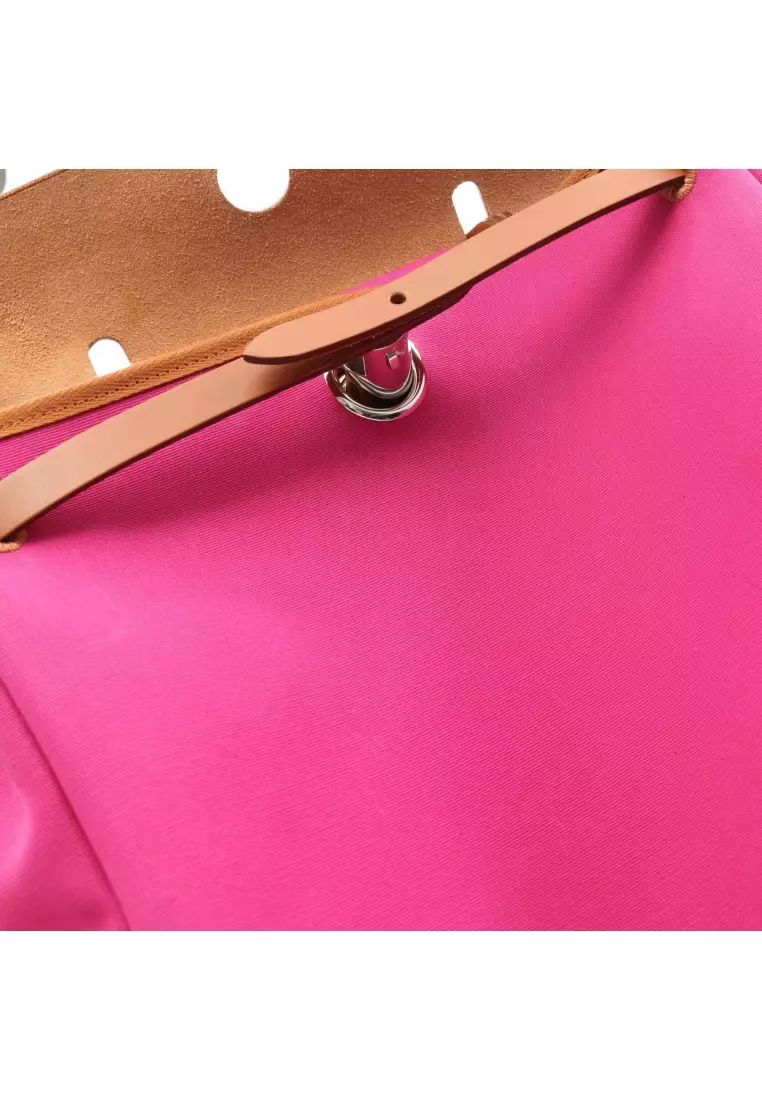 Pre-Loved Hermès herBag Zip PM magnolia Dune Handbag toile ash vache hunter Pink purple light brown silver hardware 2WAY Y stamp