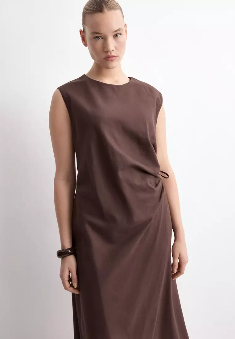 Buy Mango Wrap Midi-Dress With Knot 2026 Online | ZALORA