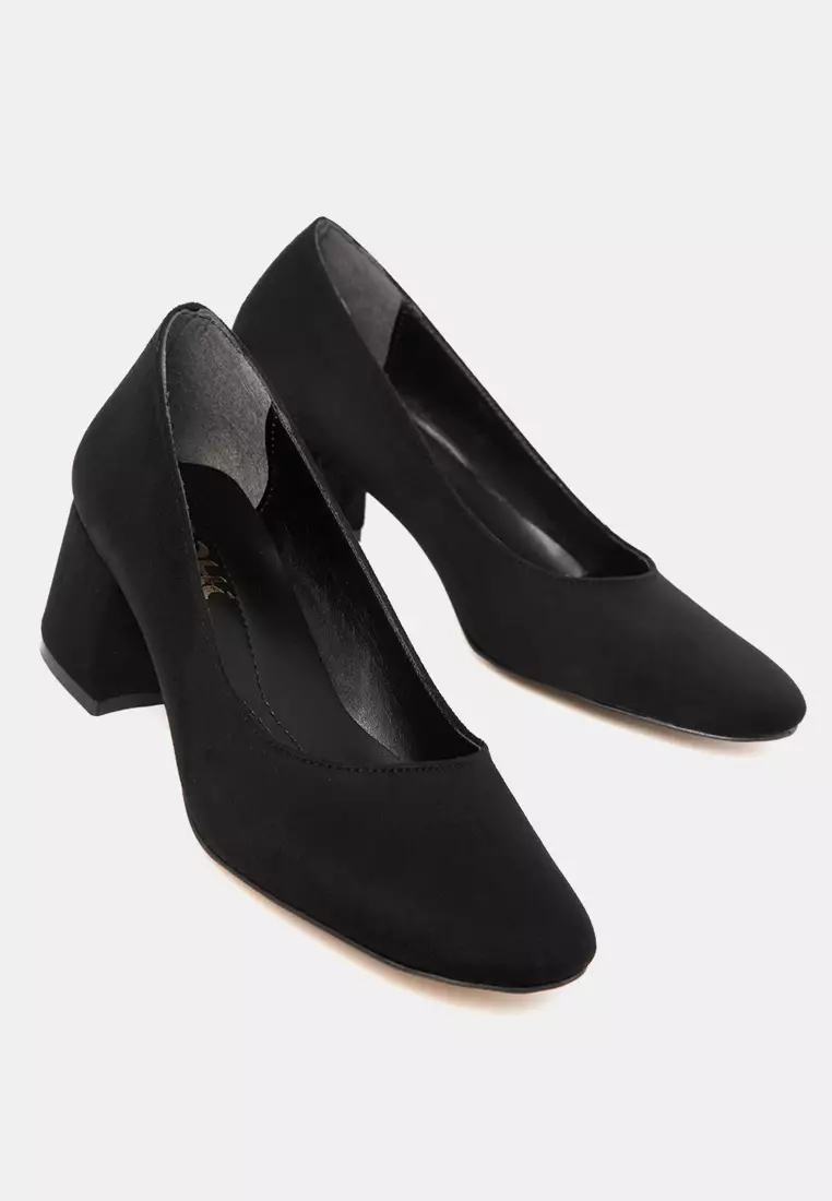 Black Suede Women's Classic Heeled Shoes 20808
