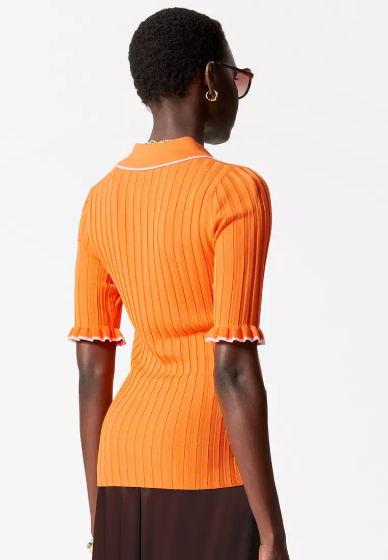 Rib-Knit Polo Shirt
