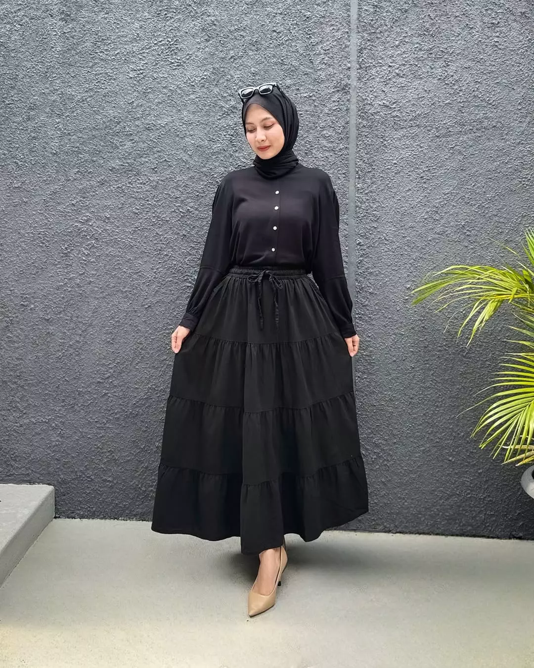 Aura Denim Skirt HITAM | Rok Panjang Soft Jeans Wanita