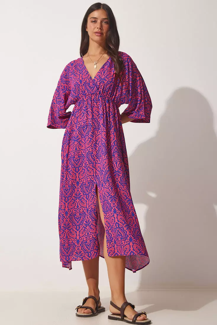 Deep V-Neck Summer Long Viscose Dress