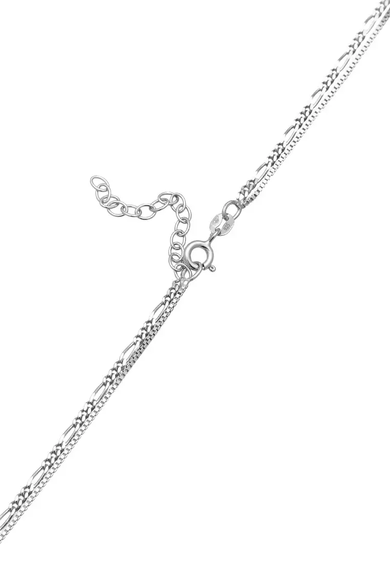 Kalung Perhiasan Perak 925 Wanita Choker Layer Cross Filigree Zirconia