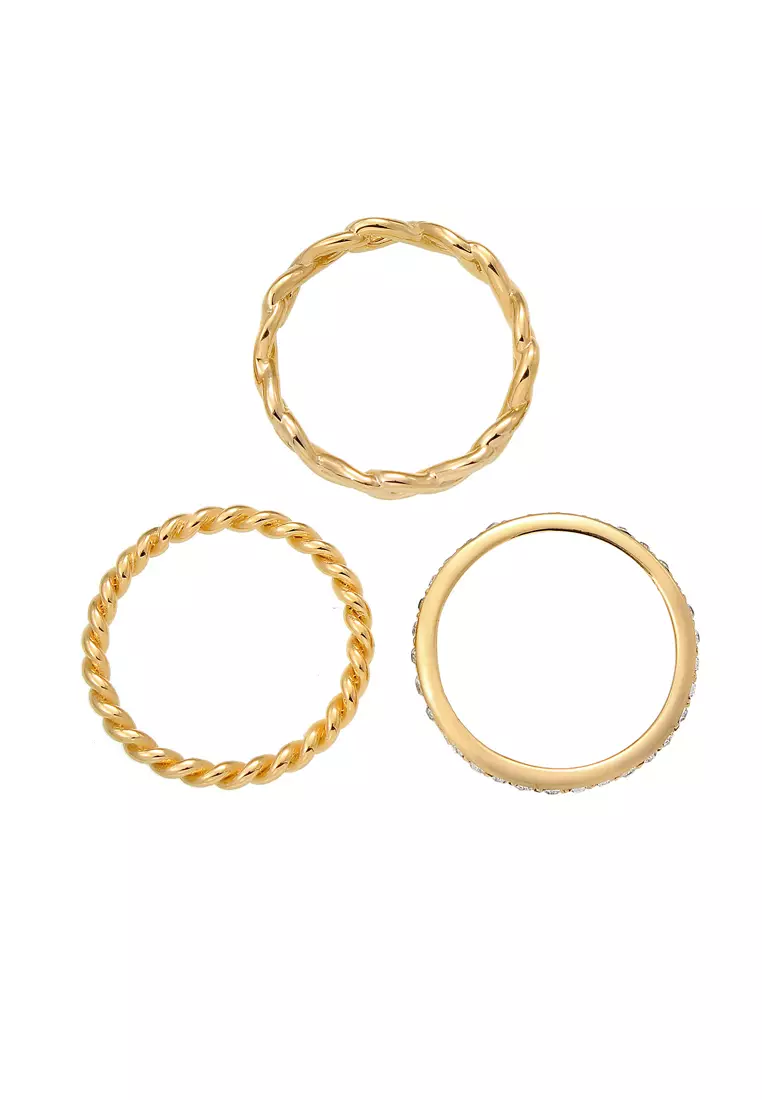 Ring Set Infinity Symbol Gold Plated Embellished with Crystals by Swarovski®