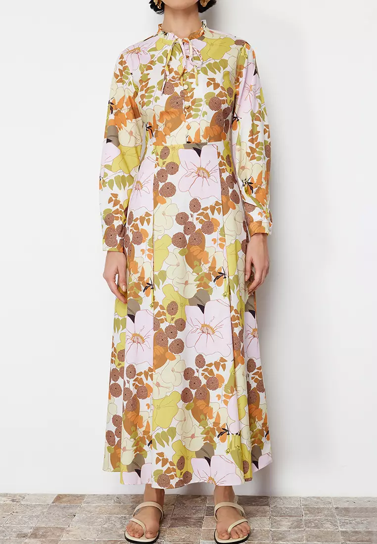 Bow Collar Maxi Dress