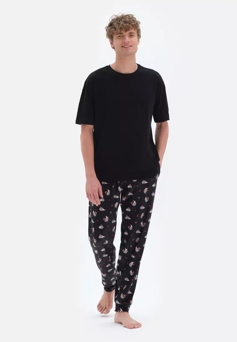 Buy DAGİ Black Christmas Pants, Animal Printed, Slim Fit, Long Leg