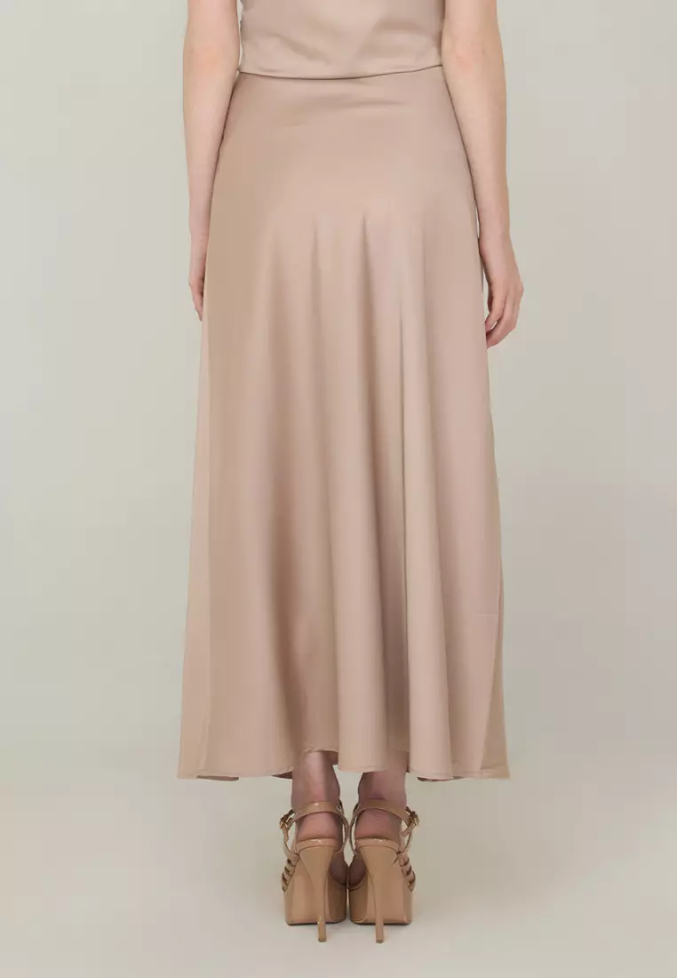 Jianna A-Line Maxi Skirt in Satin Fabric