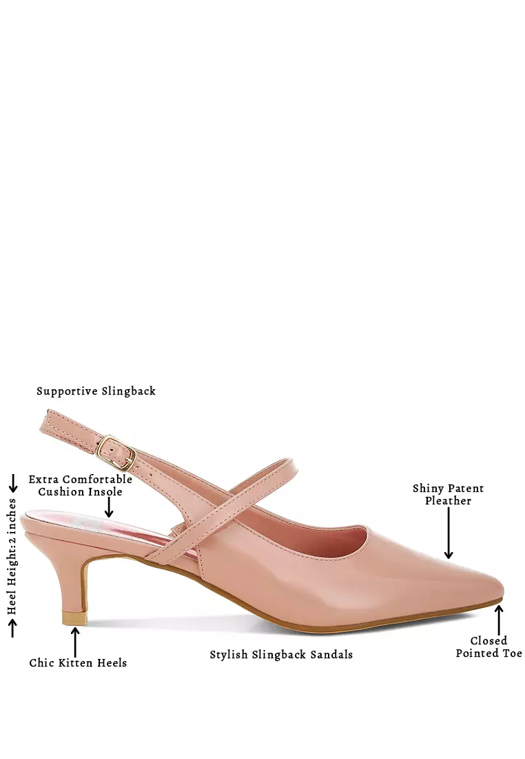 Sandal Slingback Hak Kucing dalam Warna Pink