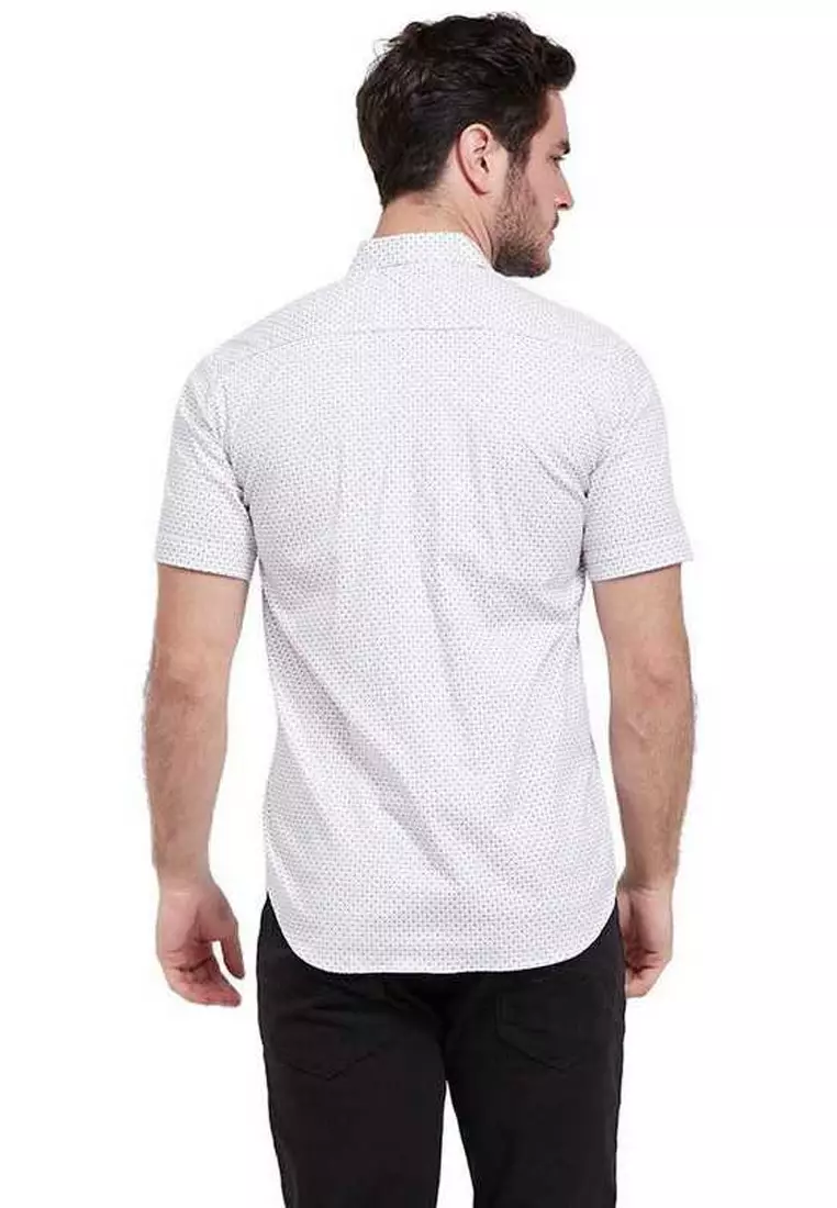 Dwan Shirt Baju Kemeja Atasan Kasual Pria Lengan Pendek Style Printed ORIGINAL - Blue