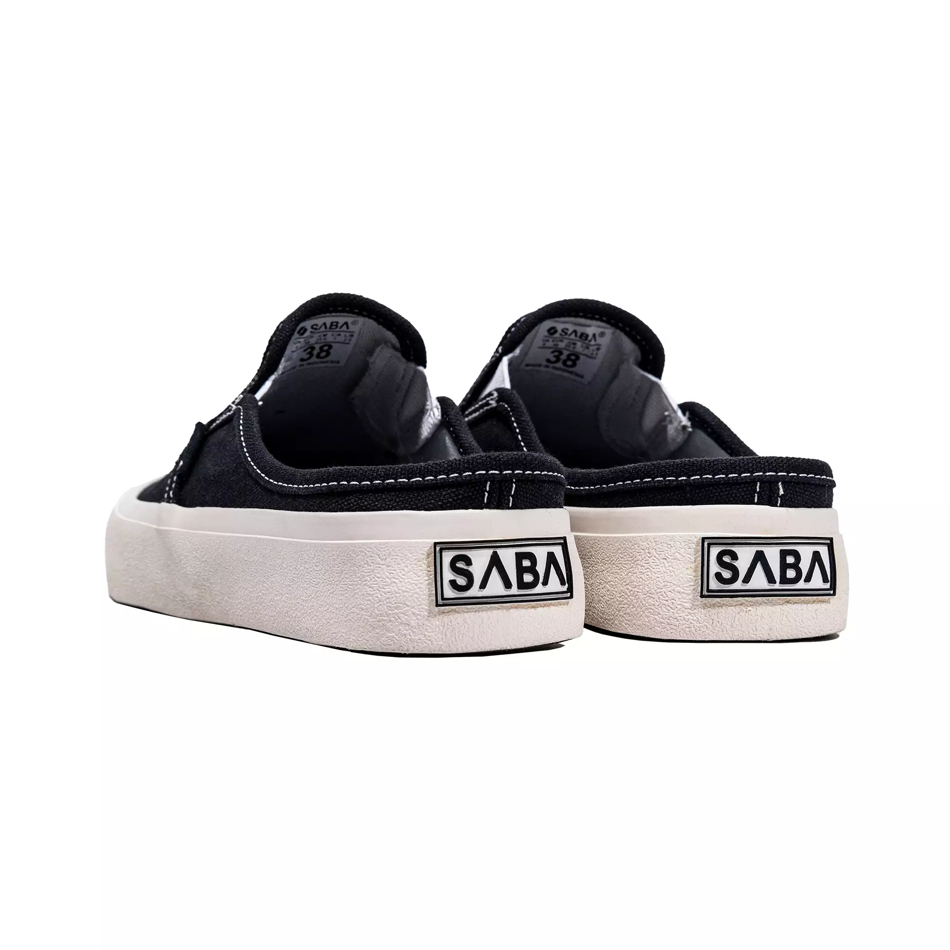 SABA Vintage Slip On Flip Mule Black White- Sepatu pria dan wanita Original 100% FM 01