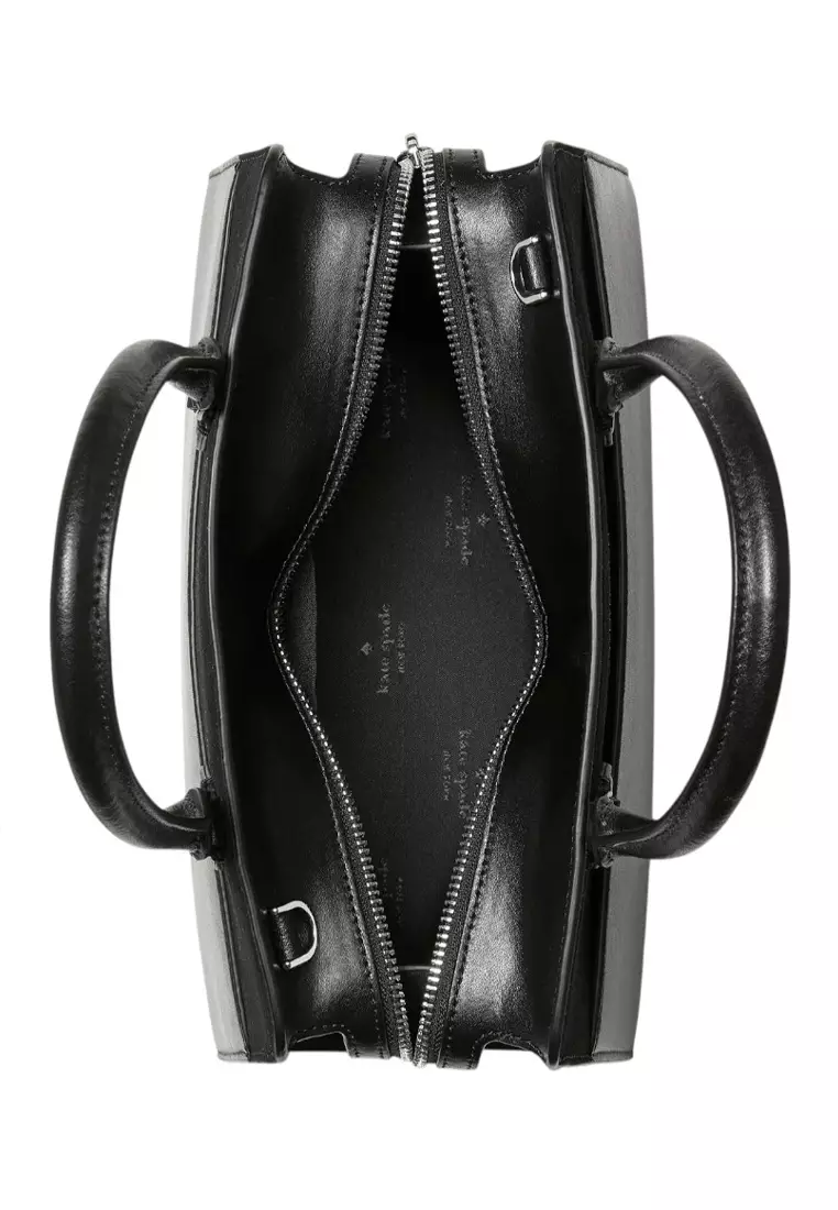 Madison Suede Medium Satchel - Black