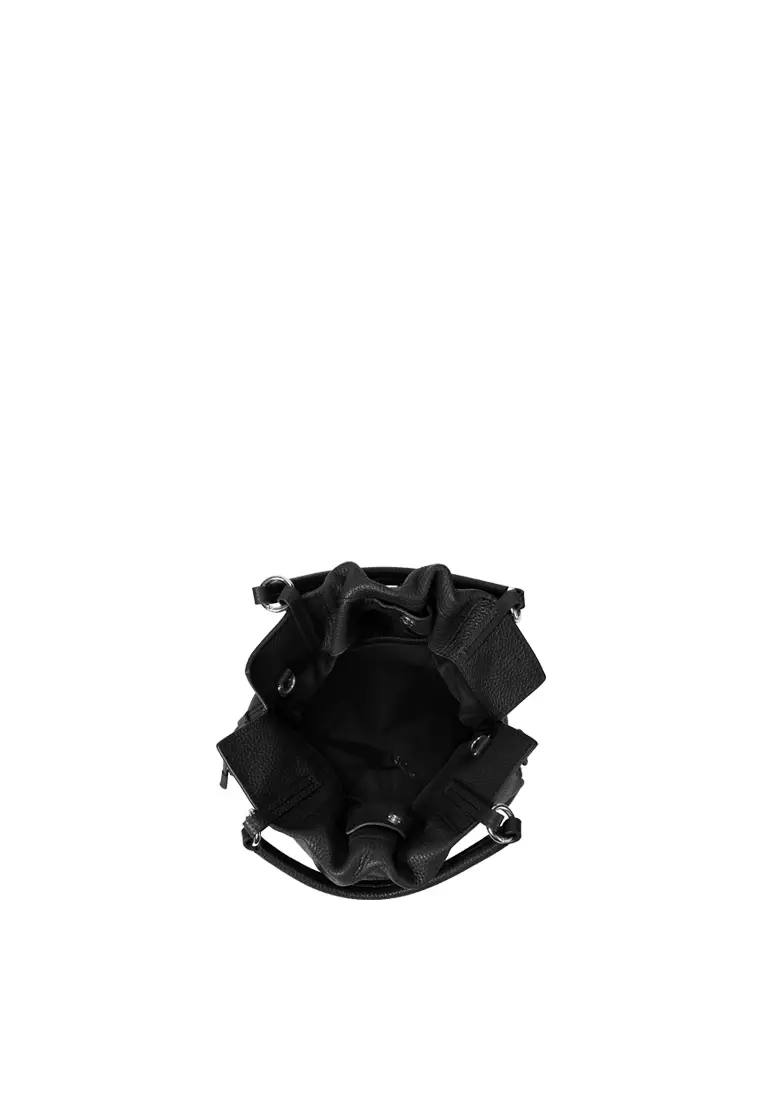 GEORGIANA Small Ruched Shoulder Bag - Black