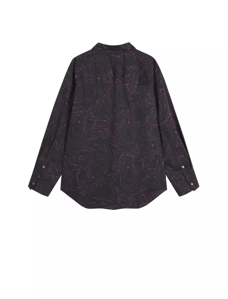 Long Sleeve Collared Printed Shirt