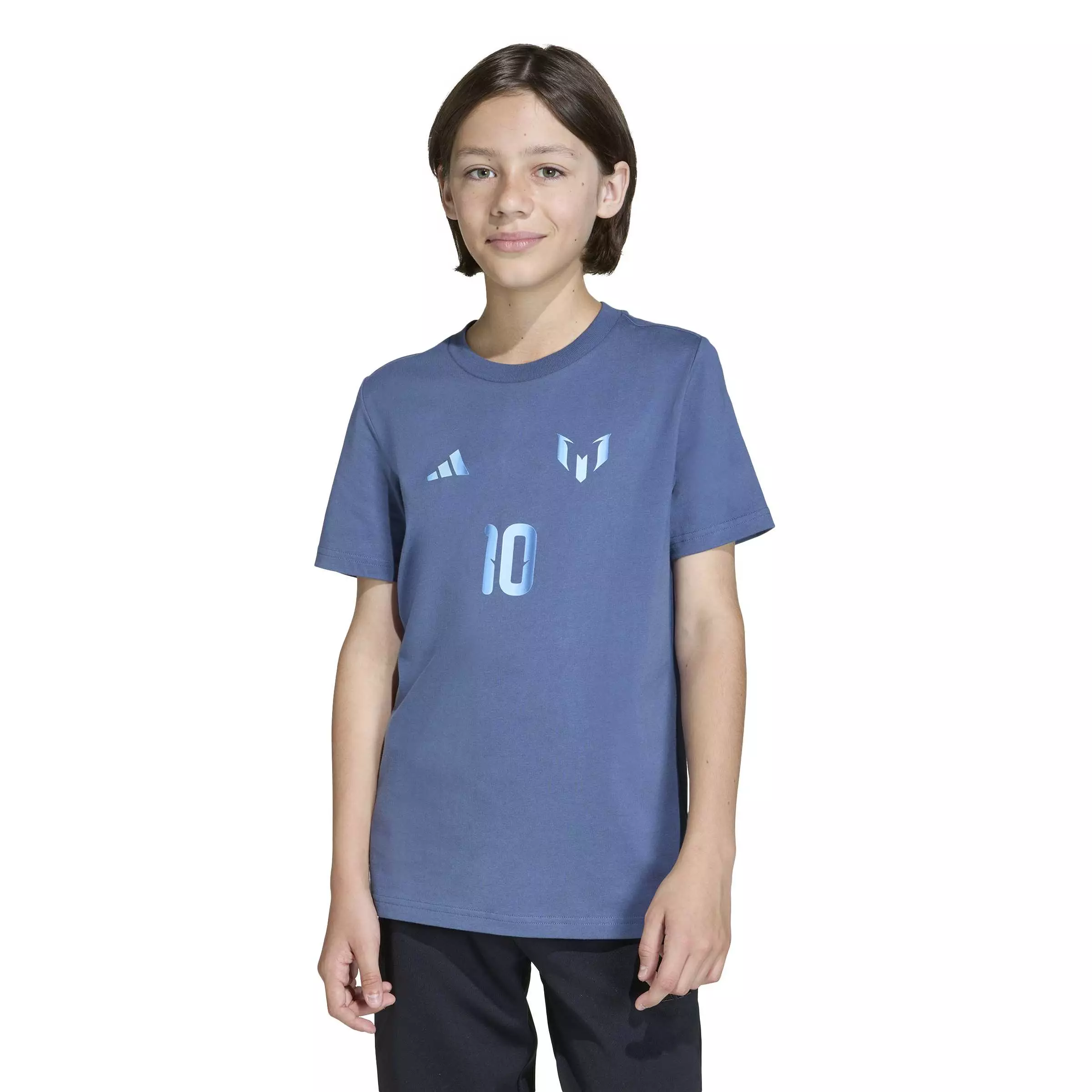 ADIDAS Messi Name & Number Graphic Tee KB9484 - Kaos Anak (Biru)