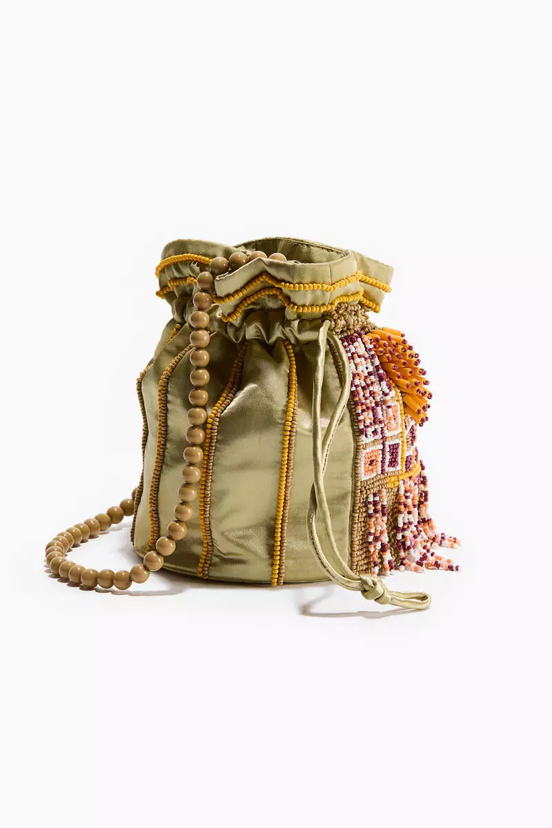 Beaded bucket bag