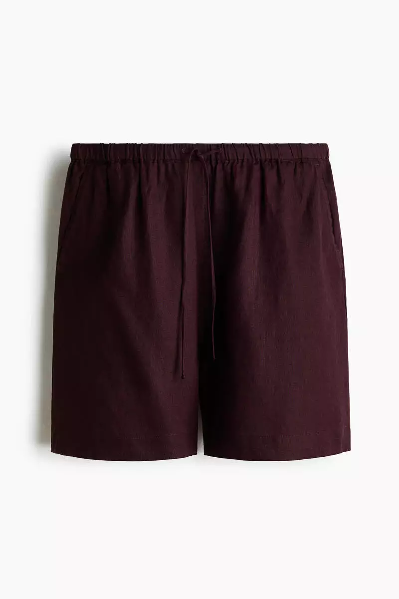 Linen-blend drawstring shorts