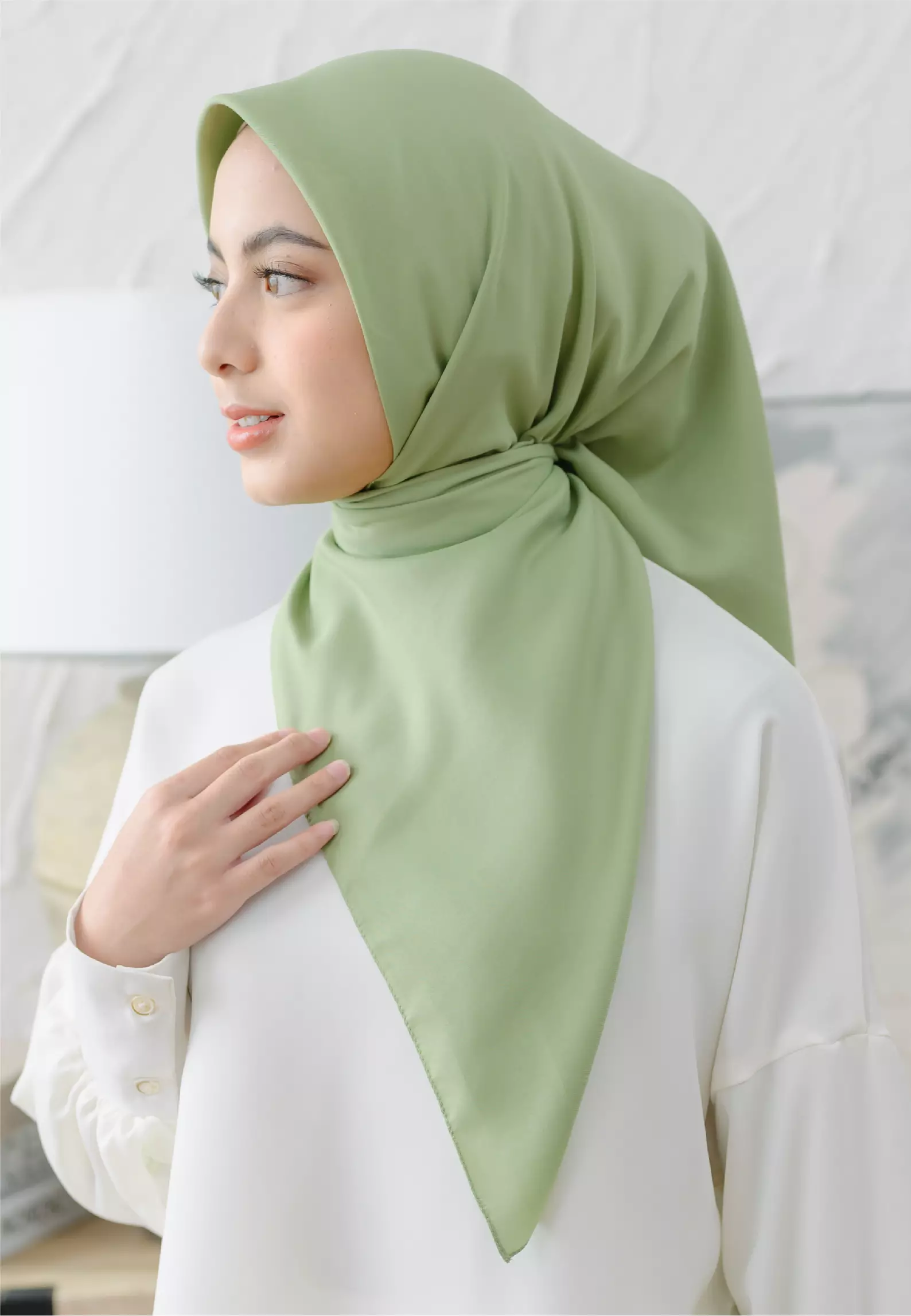Hana Voal (Hijab Voal Segiempat Polos) Green Mint