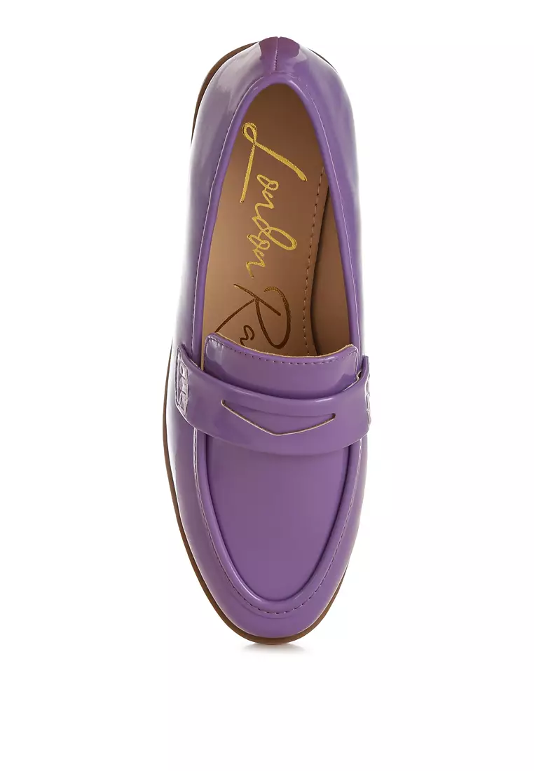 Penny Strap Detail Loafers in Lilac