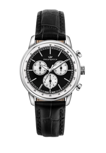 Philip Watch black Philip Watch Anniversary 40mm Black Dial Men's Chronograph Quartz Watch (Swiss Made) R8271650002 B342DAC05438B0GS_1