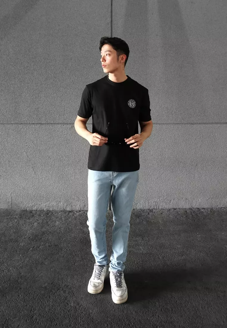 Kale Evan Black / Cotton Cloudy / Kaos Boxy Fit / Kaos Korea / Atasan Kaos Pria / Kaos Basic Pria