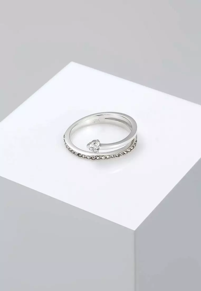 Cincin Perhiasan Perak 925 Wanita Geo Crystal Zirconia