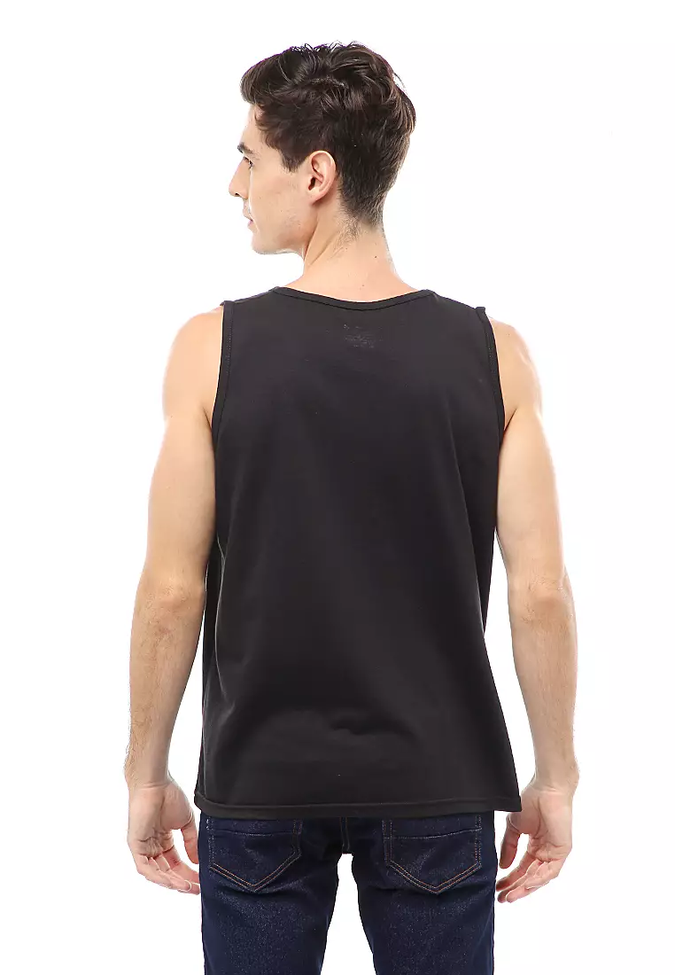 Agies Pakaian Dalam Pria Tank Top Singlet Goose feather Motive Material Cotton ORIGINAL - Black