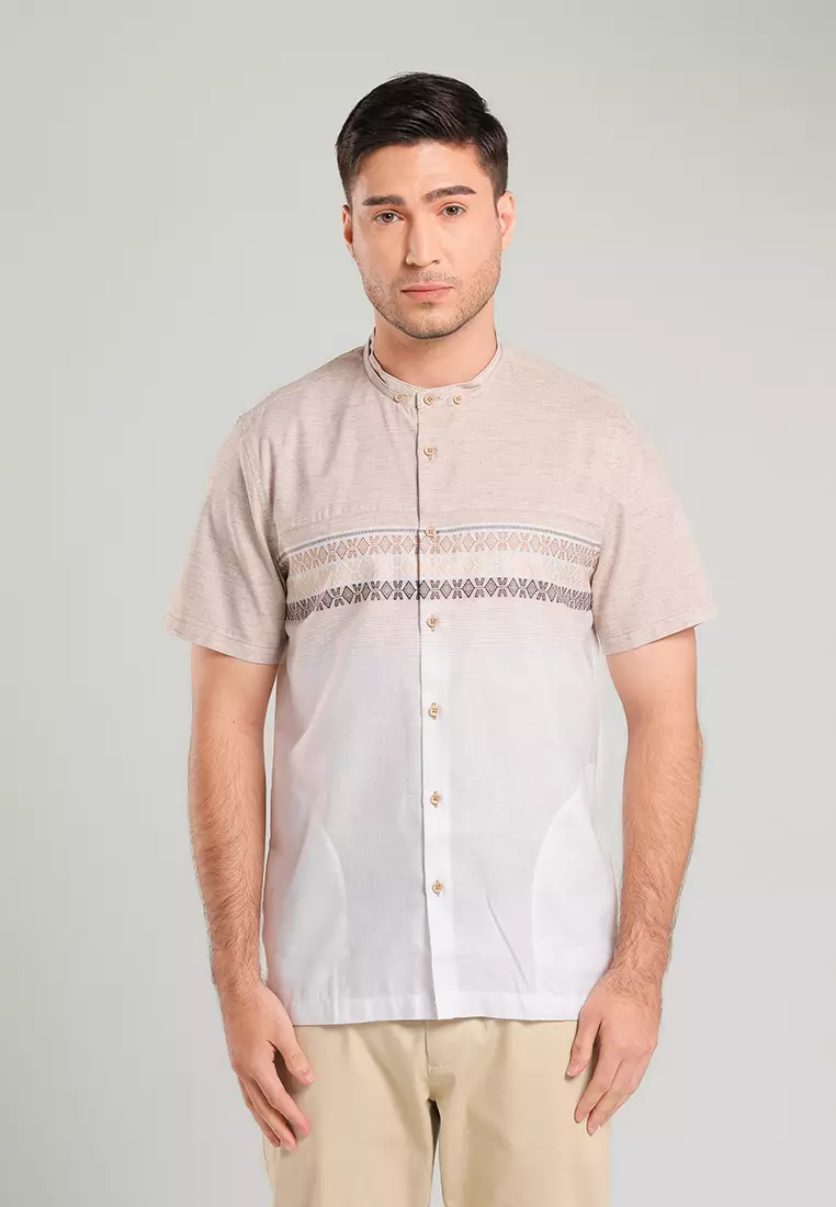 MOC Kemeja Koko Lengan Pendek Pria Riyadh B - Khaki