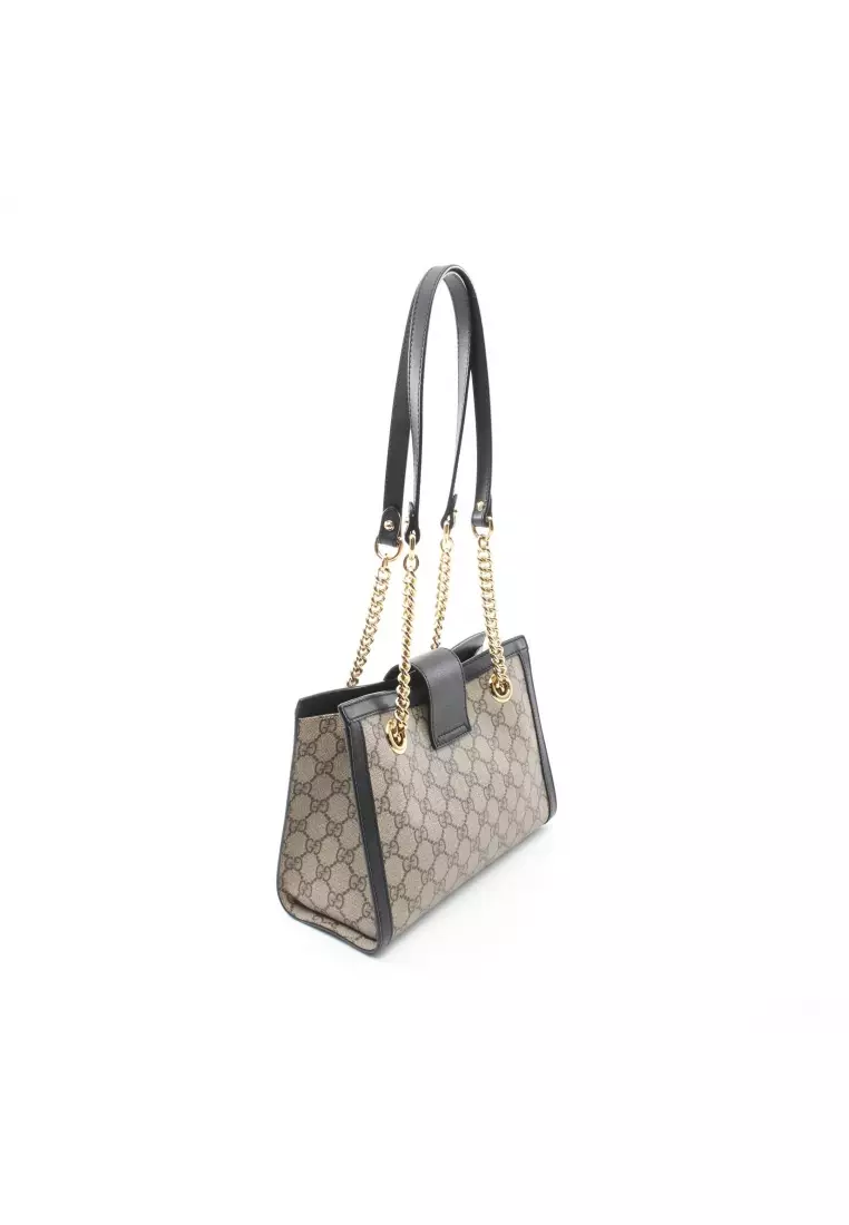 Gucci padlock embossed leather tote in black store