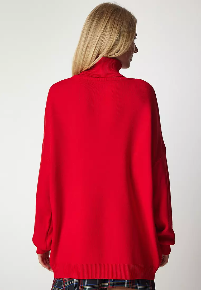 Red 2025 turtleneck sweater