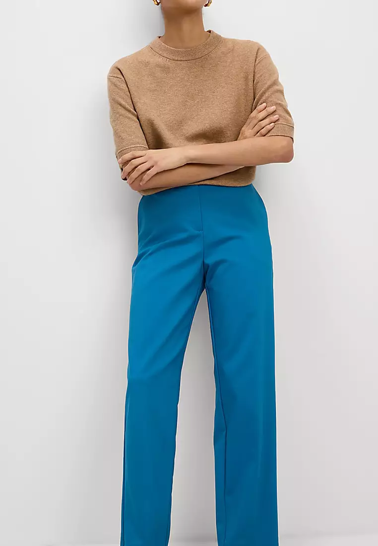 Cotton Blend Slim Fit Ankle Grazer Trousers