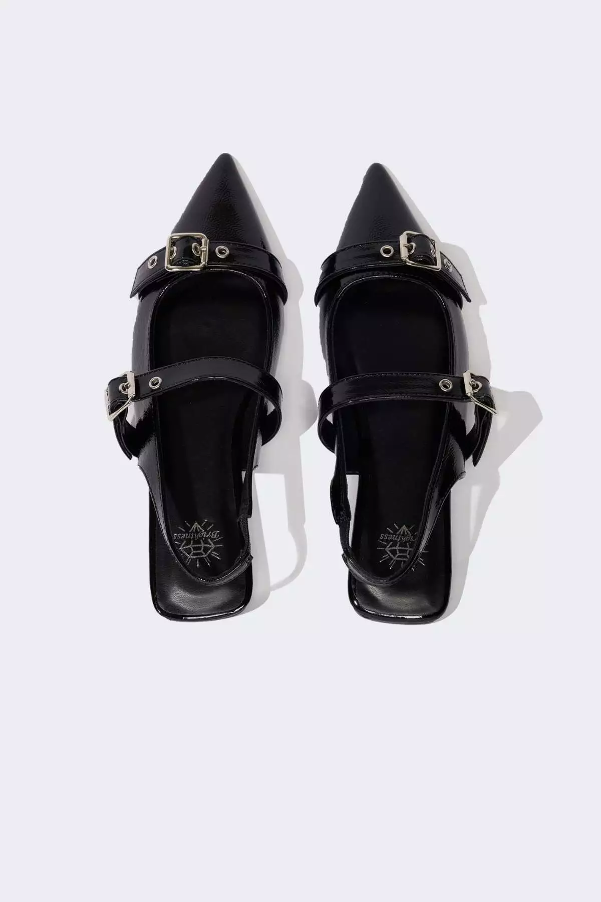 Women's Flat Sole Faux Leather Ballerina Shoes D8965Ax25Sm