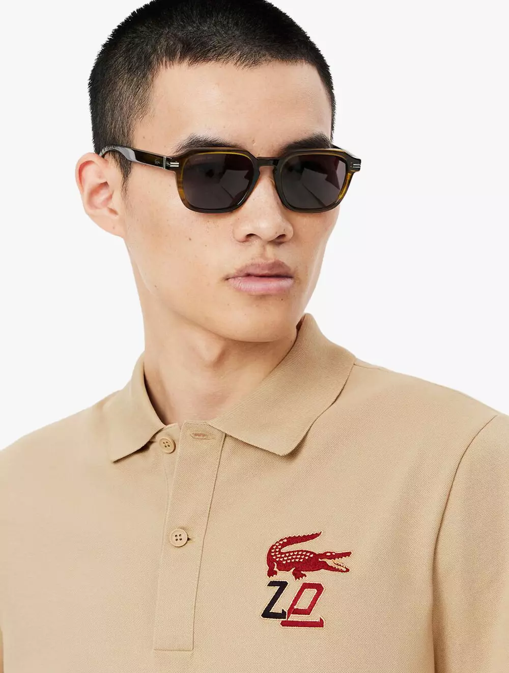 Regular Fit Lunar New Year Stretch Piqué Polo Shirt - Beige