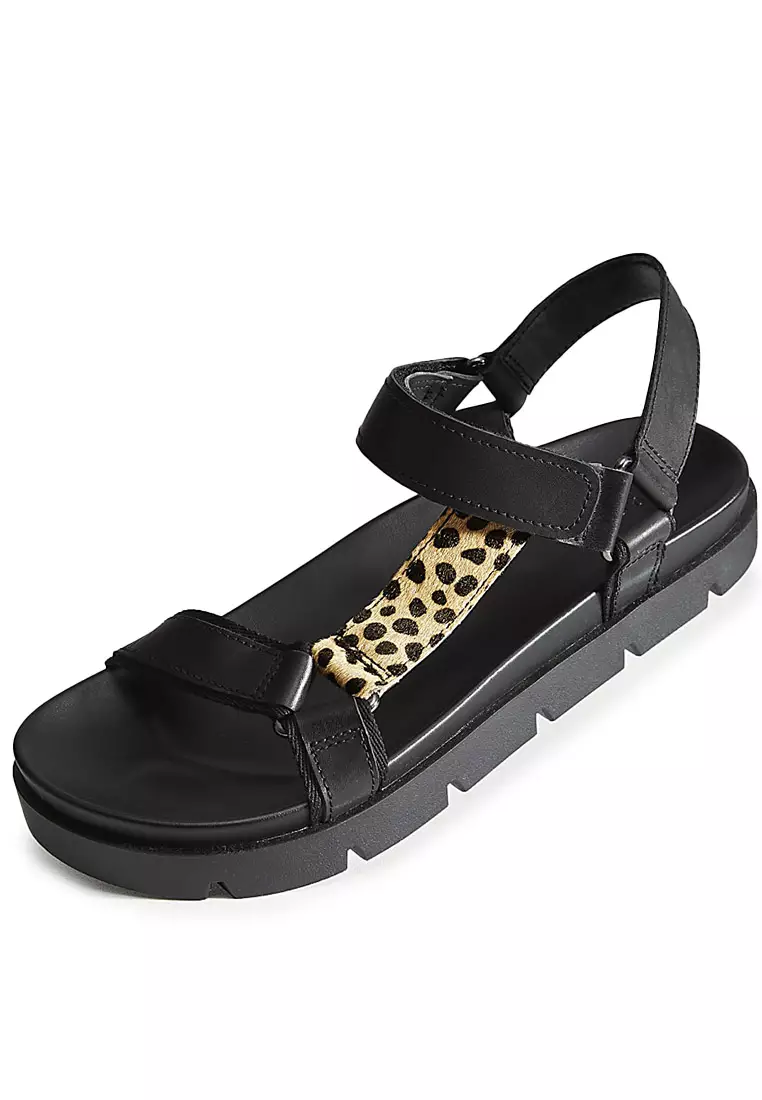 Leather Sporty Ankle Strap Footbed Sandals